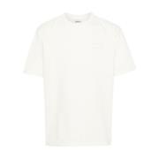 Hvid Bomulds T-shirt med Crew Neck