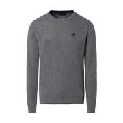 Grå Crewneck Sweater med Kontrast Trim