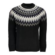 Blå Langærmet Sweater med Broderi