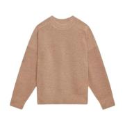 Taupe Strik Crewneck Sweater Merino Uld