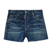 Denim shorts med vintage effekt