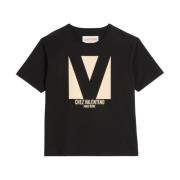 Sort T-shirt med Chez Valentino Print