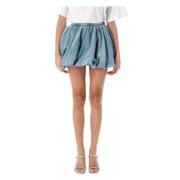 Blue Denim Balloon Mini Skirt