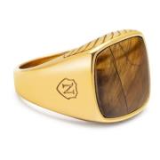 Gentlemen's Gold Signet Ring with Brown Tiger Eye