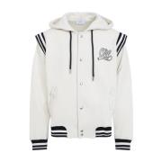 Hvid Fleece Varsity Hoodie