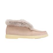 Pink Fur-Lined Suede Desert Boots