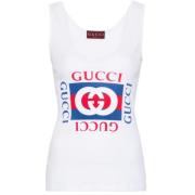 Rib Cotton Tank Top med Gucci Print