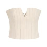 Stribet Uld Bustier Top