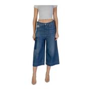 Blå Cropped Bomuld Bland Jeans Bukser