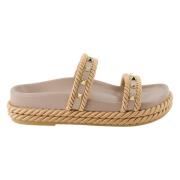 Beige Rockstud Platform Sandaler