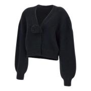 Sort Uld Alpaka Cardigan V-Hals