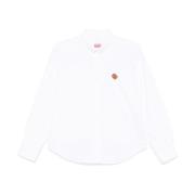 Hvid Button-Down Skjorte Logo Patch