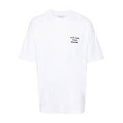 Hvid Slogan Print T-shirt med Crew Neck