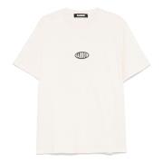 Hvid T-shirt med Logo Print