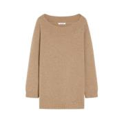 Off-shoulder Uld Cashmere Strik Trøje