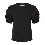 Vævet Trim Tshirt Top Sort