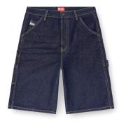 Blå Denim Bermuda Cargo Shorts