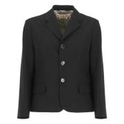 Sort Uld Blazer Kvinde