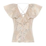 Dramatisk Ruffle Top Light Gold