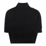 Ribbet kortærmet sweater