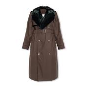 ‘Kennington’ trenchcoat med pelskrave