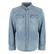 Denim Western Skjorte Klassisk Krave 100% Bomuld