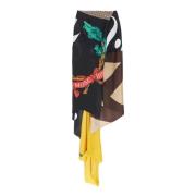 Silke Patchwork Asymmetrisk Wrap Nederdel