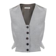 Slim Fit Herringbone Vest med Slids