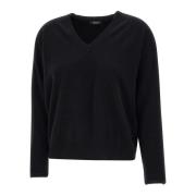 Sort Uld Kashmir V-Hals Sweater