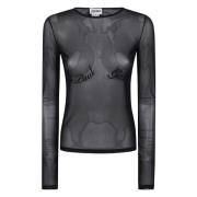 Velour Flock Mesh Langærmet Top