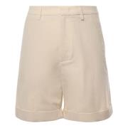 Beige Denim Bermuda Shorts