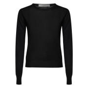 Sort Merino Uld Crew Neck Sweater