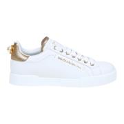 Portofino Sneakers Hvid Læder Logo Perle