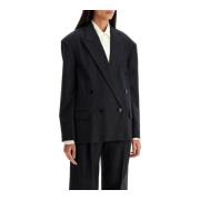 Oversized dobbeltradet uld blazer