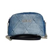 Denim Quiltet Crossbody Taske med Kæde Strop