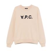 Logo Print Crewneck Sweater Beige