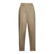 Højtaljet Tapered Leg Beige Bukser