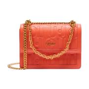 Orange Crossbody Taske med Skinnende Finish