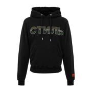 Sort Strass Logo Hoodie Sweatshirt