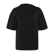 Elegant Draperet Sort T-shirt