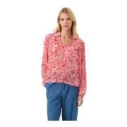 Bluse med Paisley Print og V-Hals