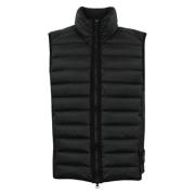 Sort Polstret Nylon Gilet Jakke