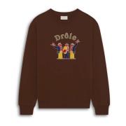 Crewneck Sweatshirt med Frontprint og Ribkanter