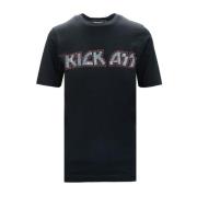 Sort T-shirt med Rhinestone 'Kick' Print