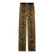 Leopard Print Velvet Waistband Bukser