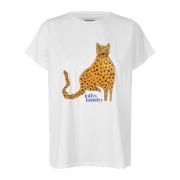 Farverig Leopard Kat Grafisk Tee