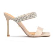 Elegant Dekorerede Beige Mules Stiletto Hæl