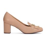 Lysbrune læder tassel pumps