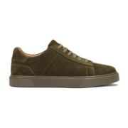 Suede sneakers i khaki farve