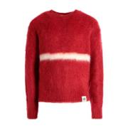 Rød Mohair Stribet Sweater